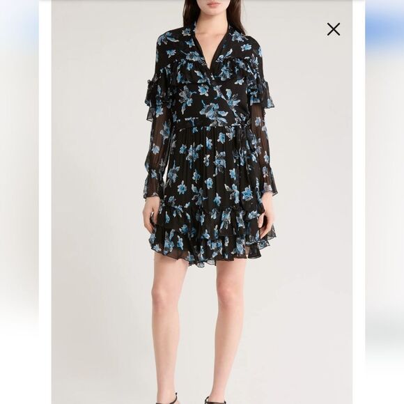 NWT Diane Von Furstenberg Martina Long Sleeve Ruffle Wrap Dress - Picture 2 of 6